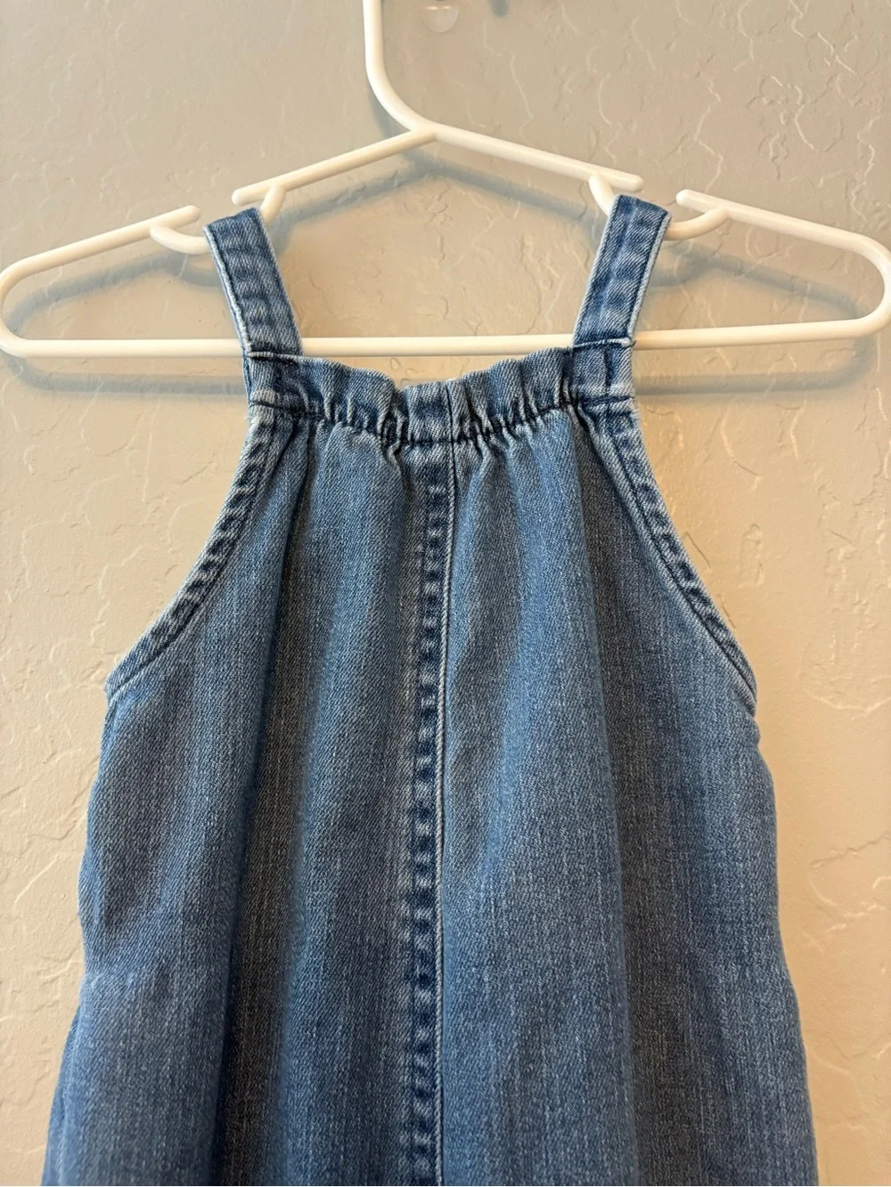 Carter's denim chambray sleeveles long romper with buttons 9 months